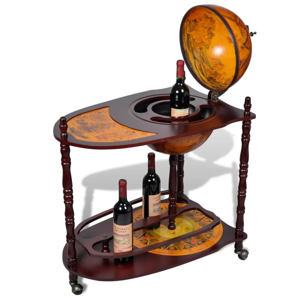 vidaXL Globe Bar Wine Stand Eucalyptus Wood Freestanding