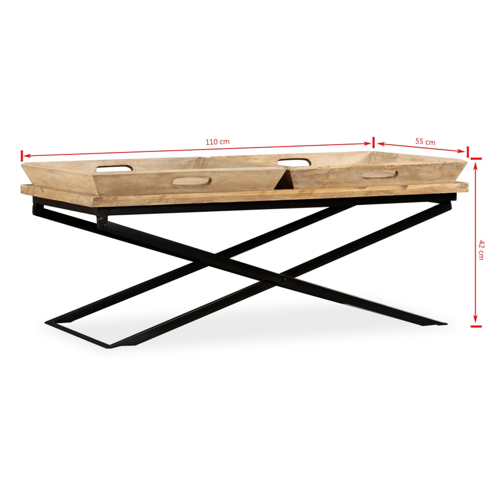 vidaXL Coffee Table Solid Mango Wood 43.3"x21.7"x16.5"