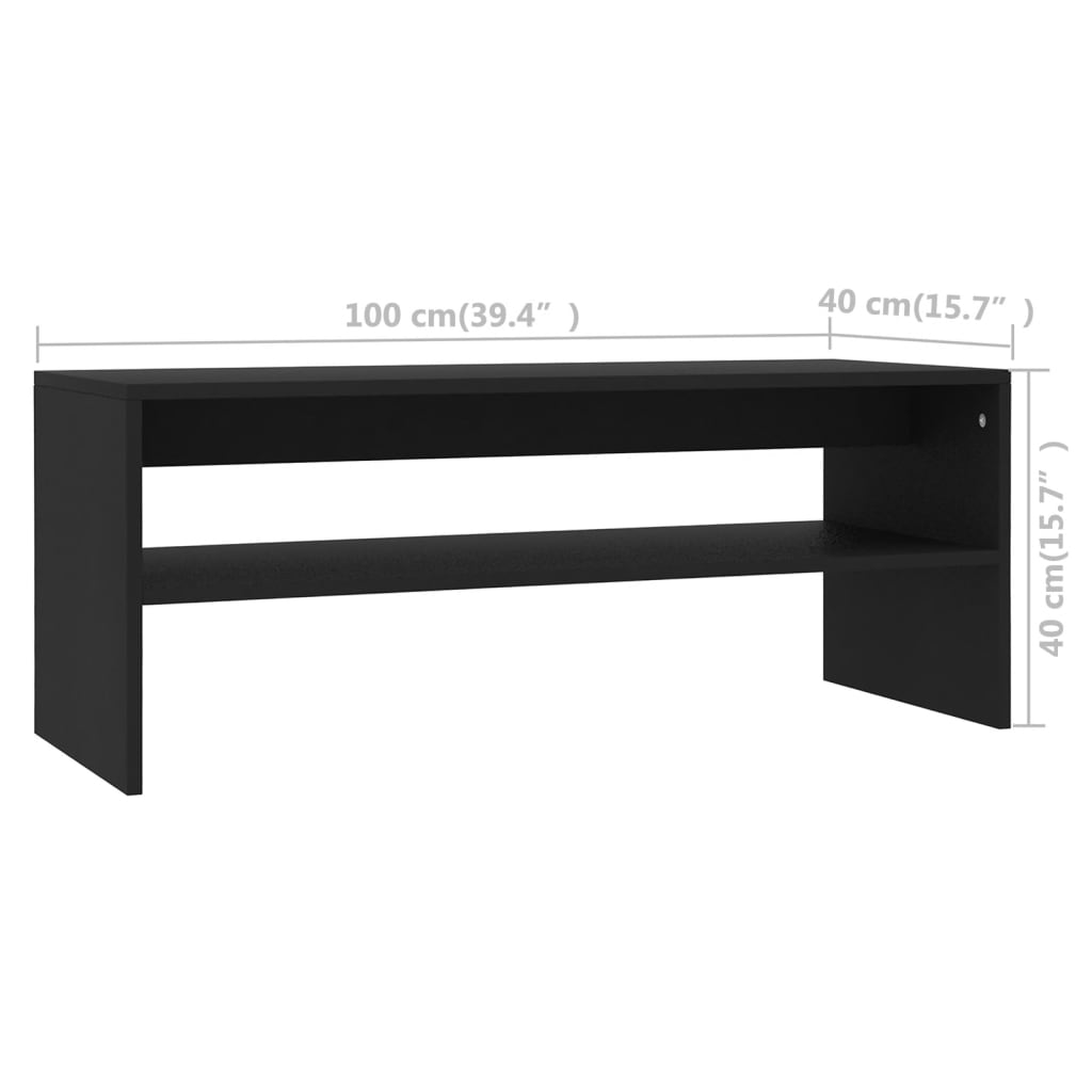 vidaXL Coffee Table Black 39.4"x15.7"x15.7" Engineered Wood