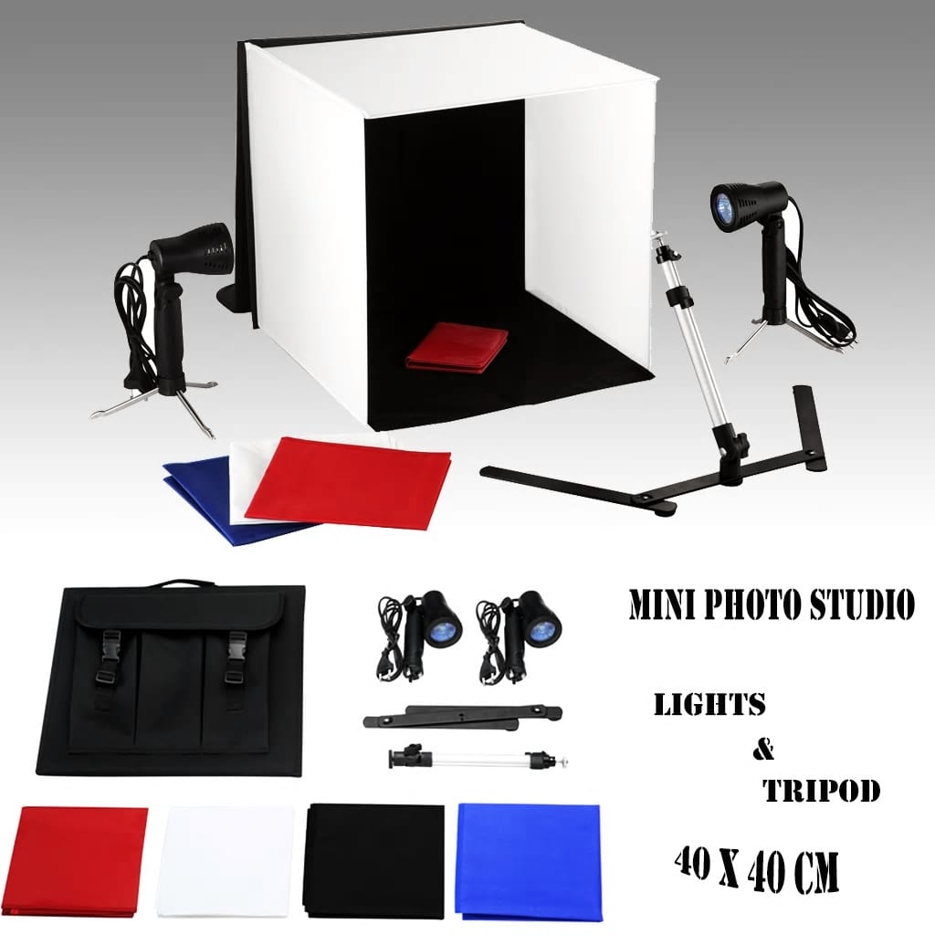vidaXL Mini Photo Studio: Lights & Tripod 16 x 16 inch