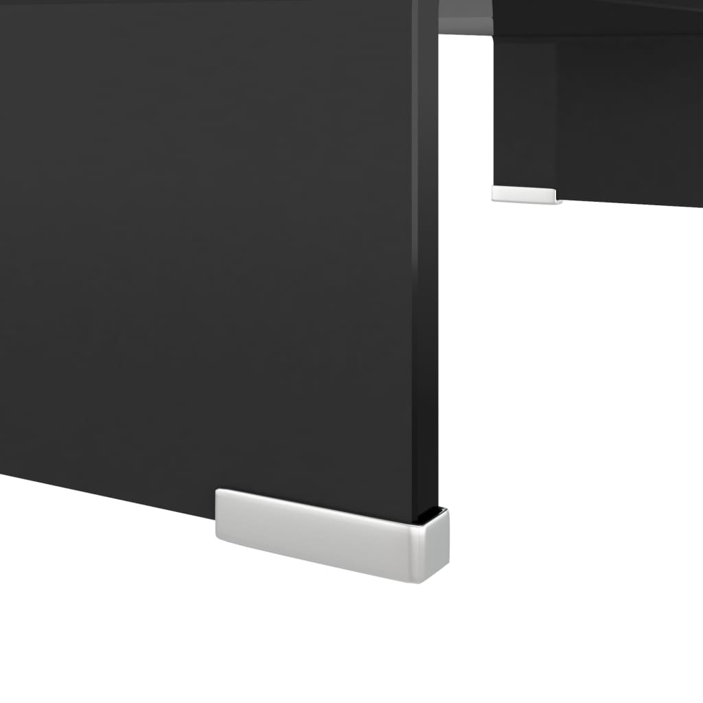 vidaXL TV Stand / Monitor Riser Glass Black 23.6"x9.8"x4.3"