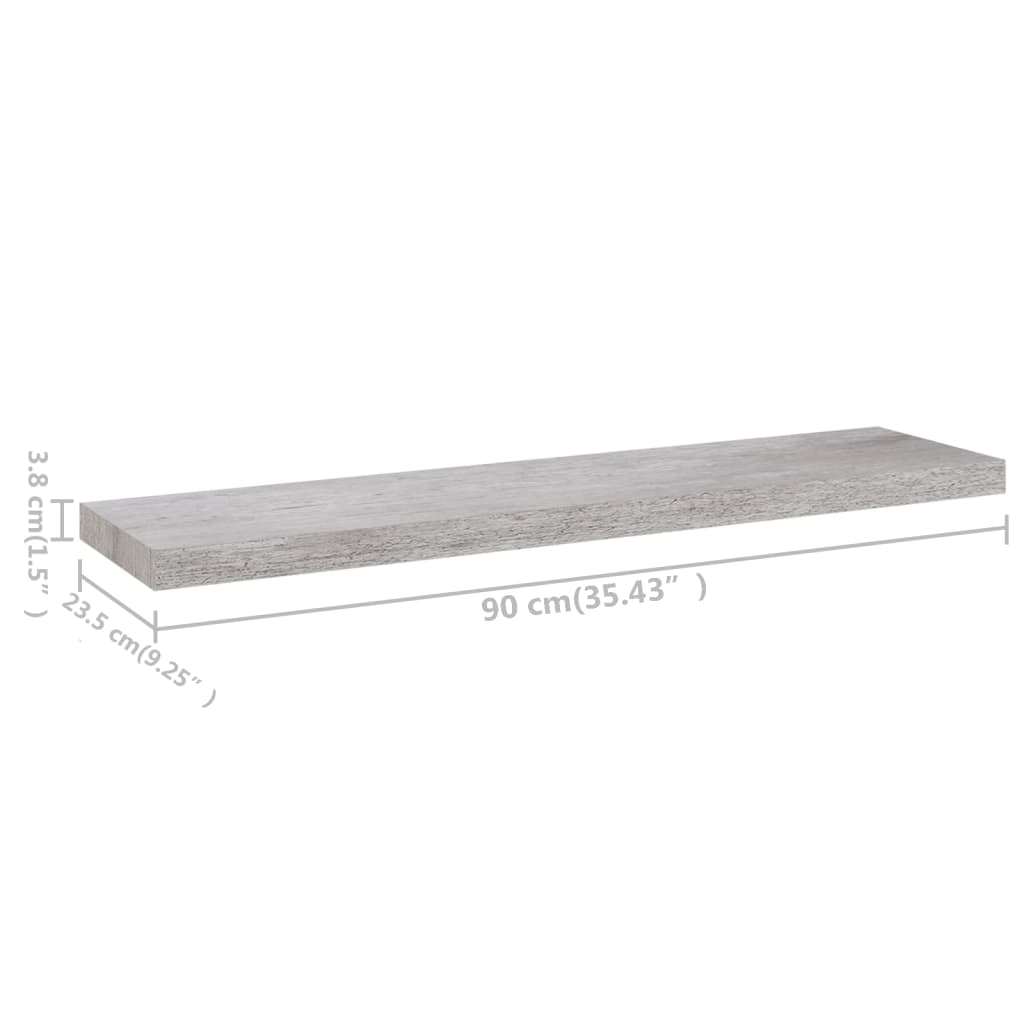 vidaXL Floating Wall Shelf Concrete Gray 35.4"x9.3"x1.5" MDF