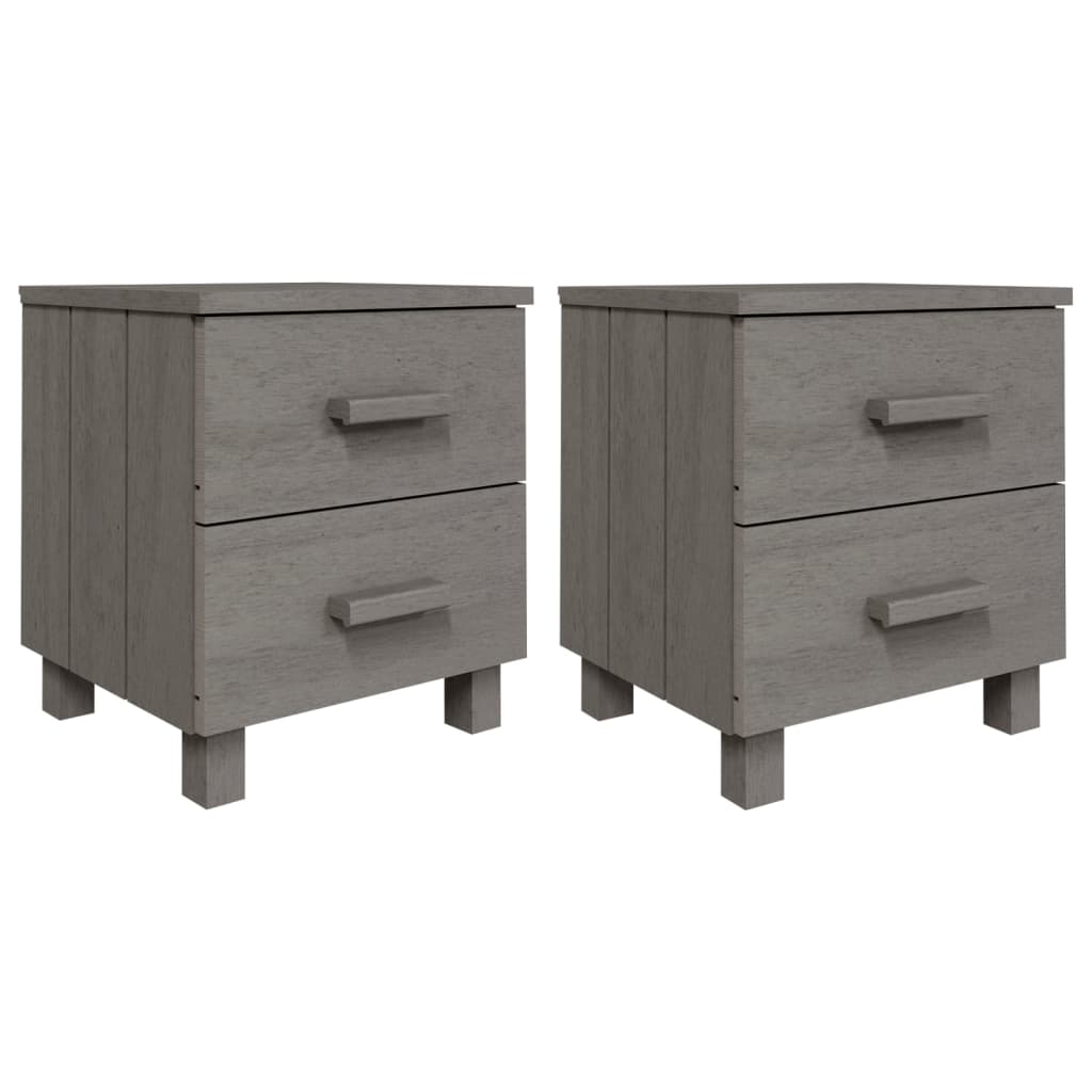 vidaXL Bedside Cabinets HAMAR 2 pcs Light Gray 15.7"x13.8"x17.5" Solid Wood