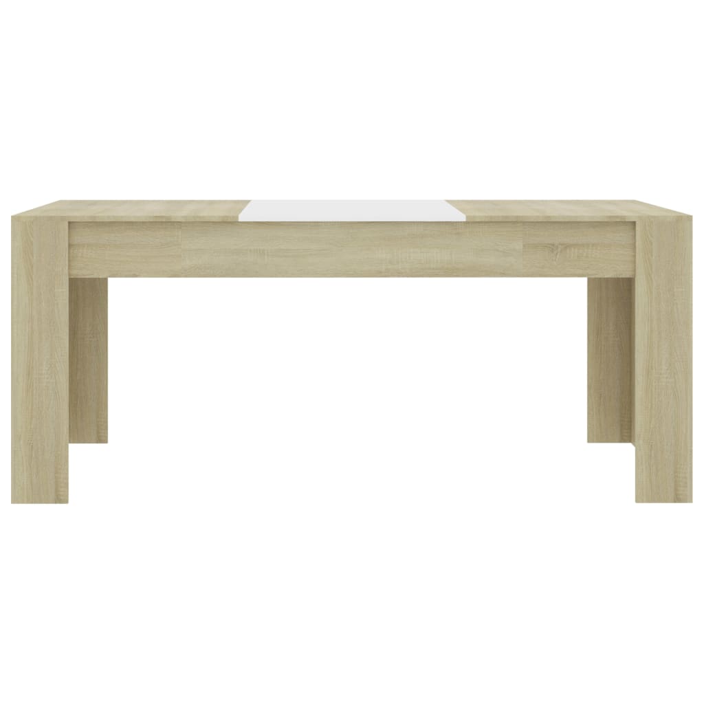 vidaXL Dining Table White and Sonoma Oak 70.9"x35.4"x29.9" Chipboard