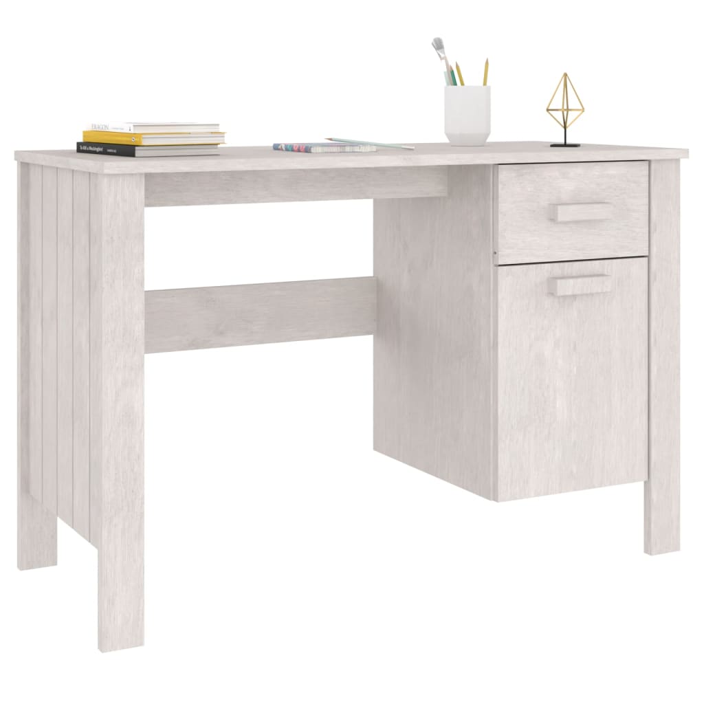 vidaXL Desk HAMAR White 44.5"x19.7"x29.5" Solid Wood Pine