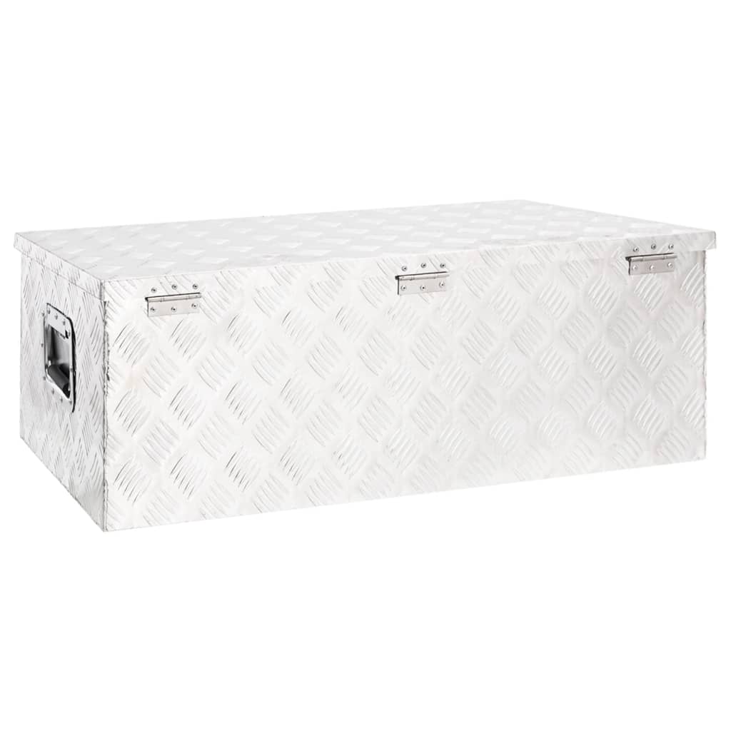 vidaXL Storage Box Silver 35.4"x18.5"x13.2" Aluminum