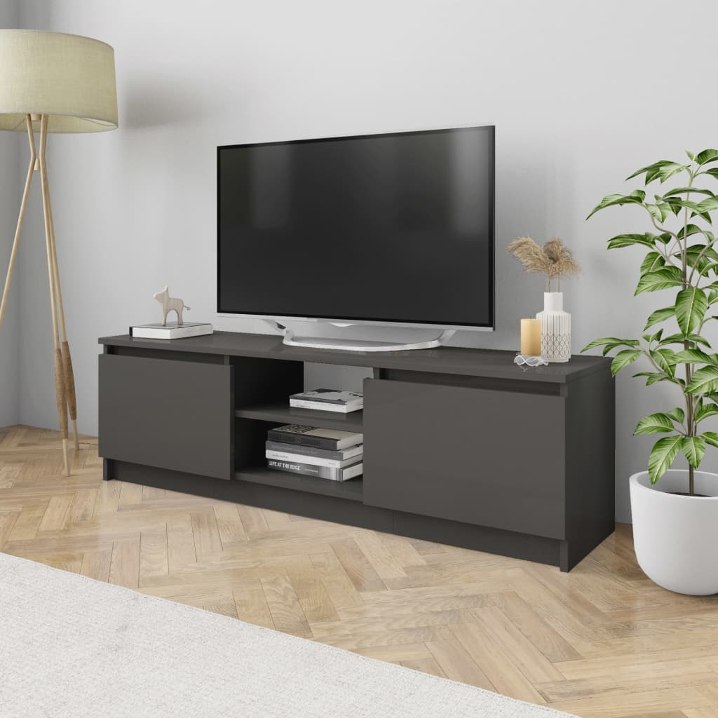 vidaXL TV Stand High Gloss Gray 47.2"x11.8"x14" Engineered Wood