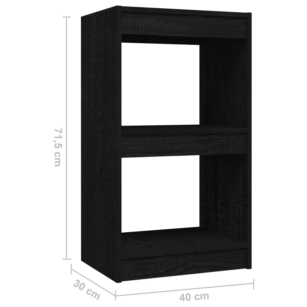 vidaXL Book Cabinet Black 15.7"x11.8"x28.1" Solid Wood Pine