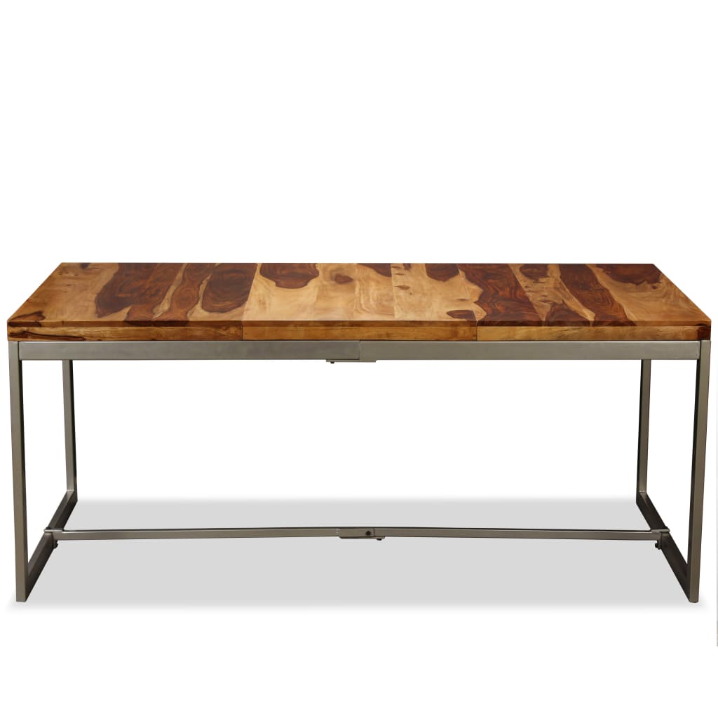 vidaXL Dining Table Solid Sheesham Wood and Steel 70.9"