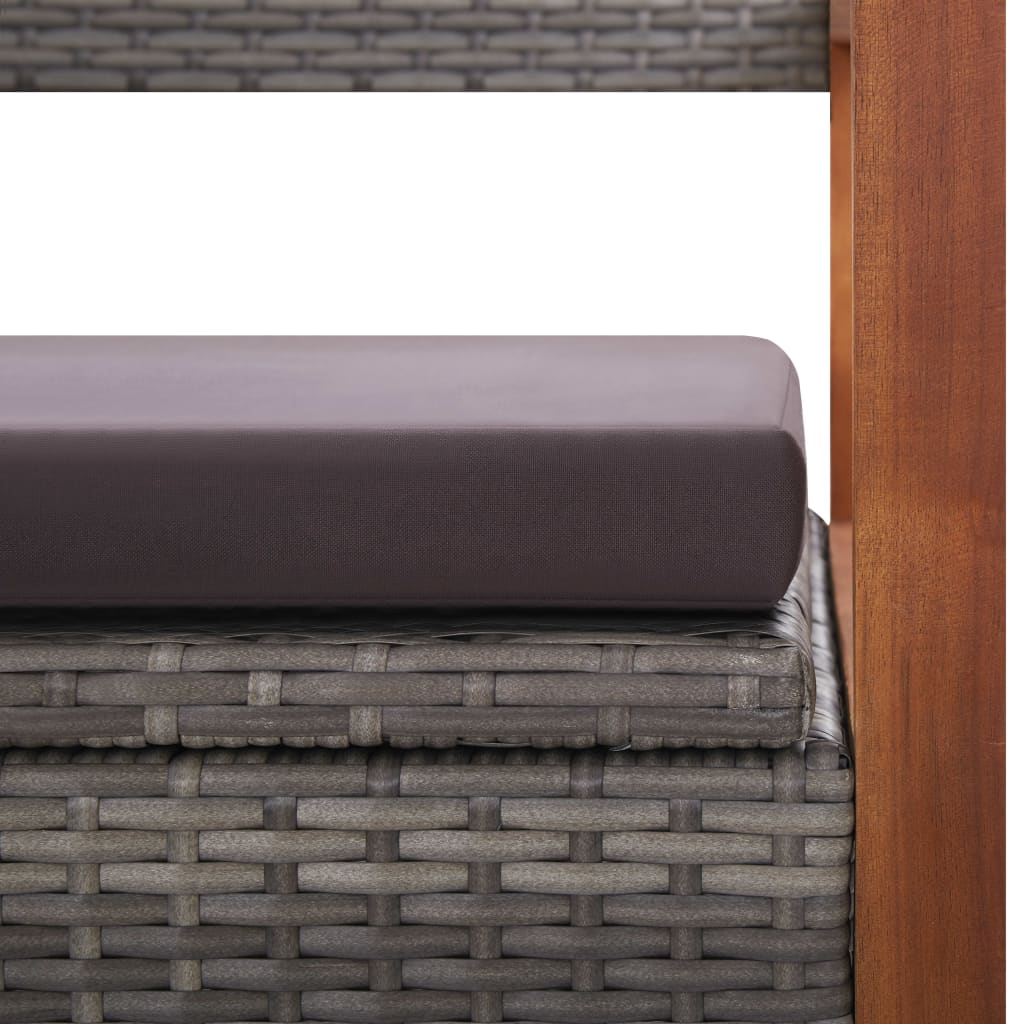 vidaXL Storage Bench 45.3" Poly Rattan and Solid Acacia Wood Gray