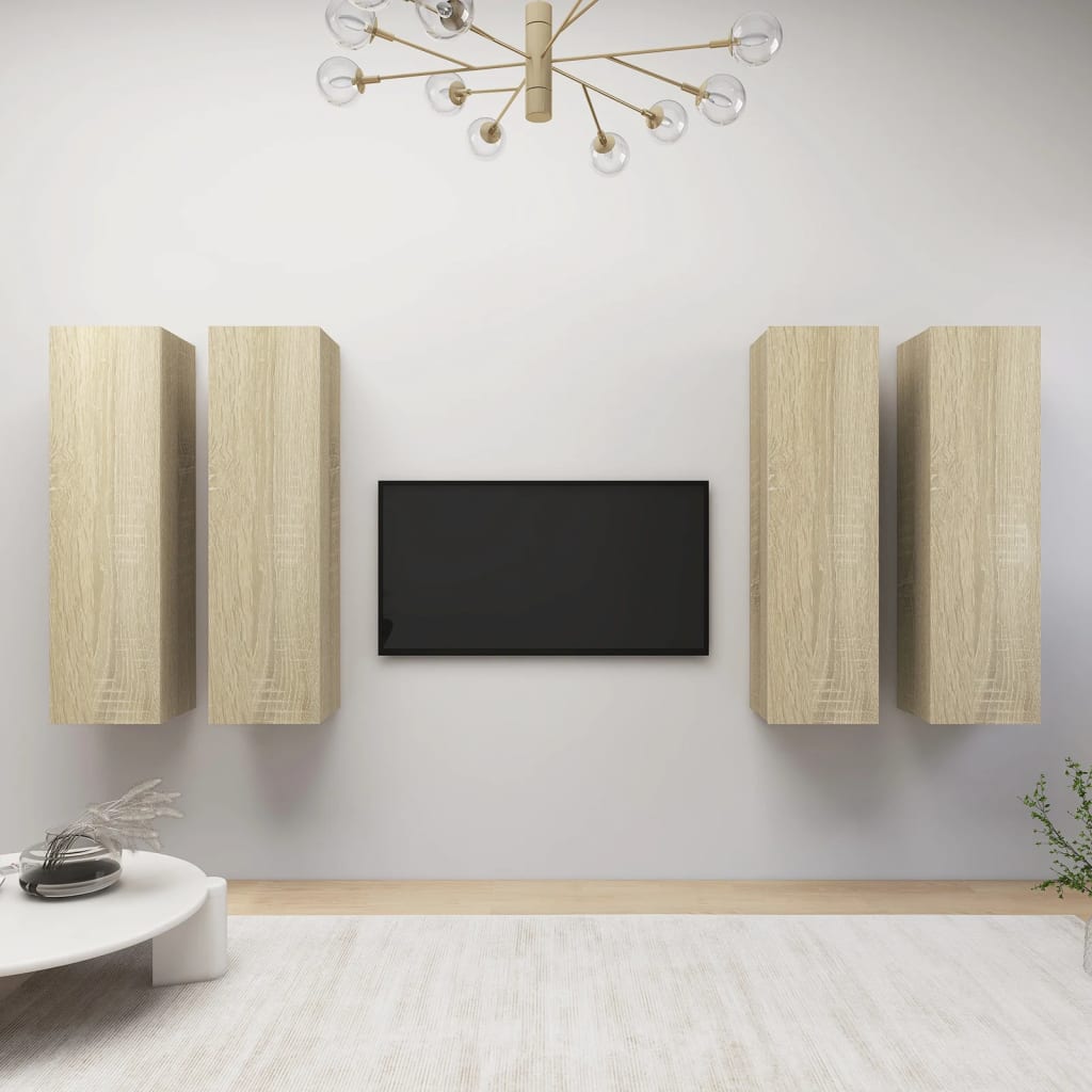 vidaXL TV Stands 4 pcs Sonoma Oak 12"x11.8"x43.3" Engineered Wood