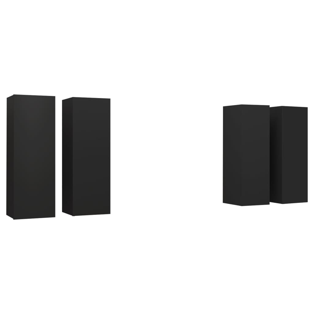 vidaXL TV Cabinets 4 pcs Black 12"x11.8"x35.4" Engineered Wood