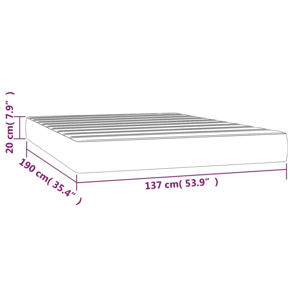 vidaXL Pocket Spring Bed Mattress Dark Gray 53.9"x74.8"x7.9" Velvet