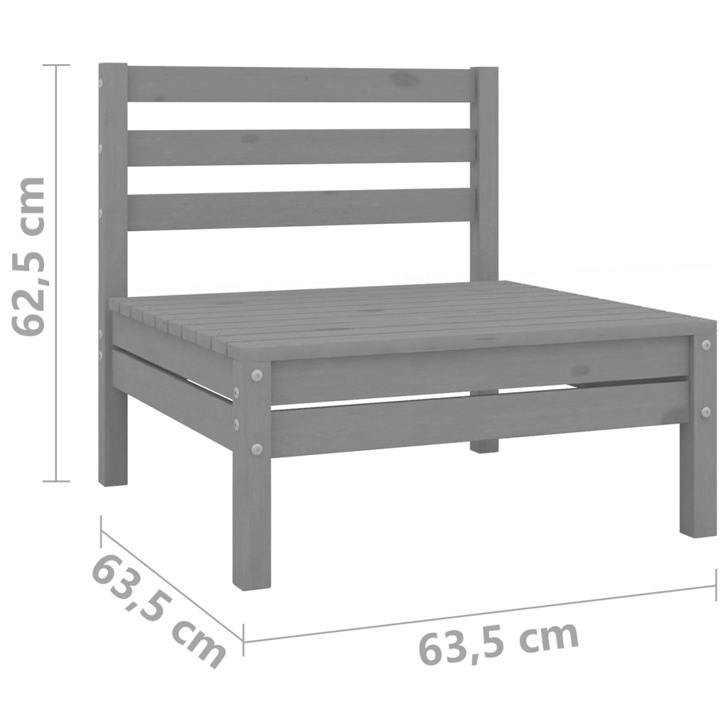 vidaXL Patio 2-Seater Sofa Gray Solid Pinewood