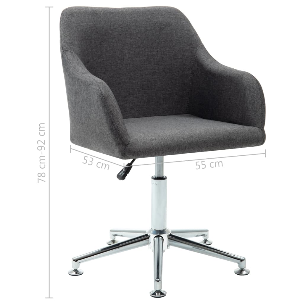 vidaXL Swivel Dining Chair Dark Gray Fabric
