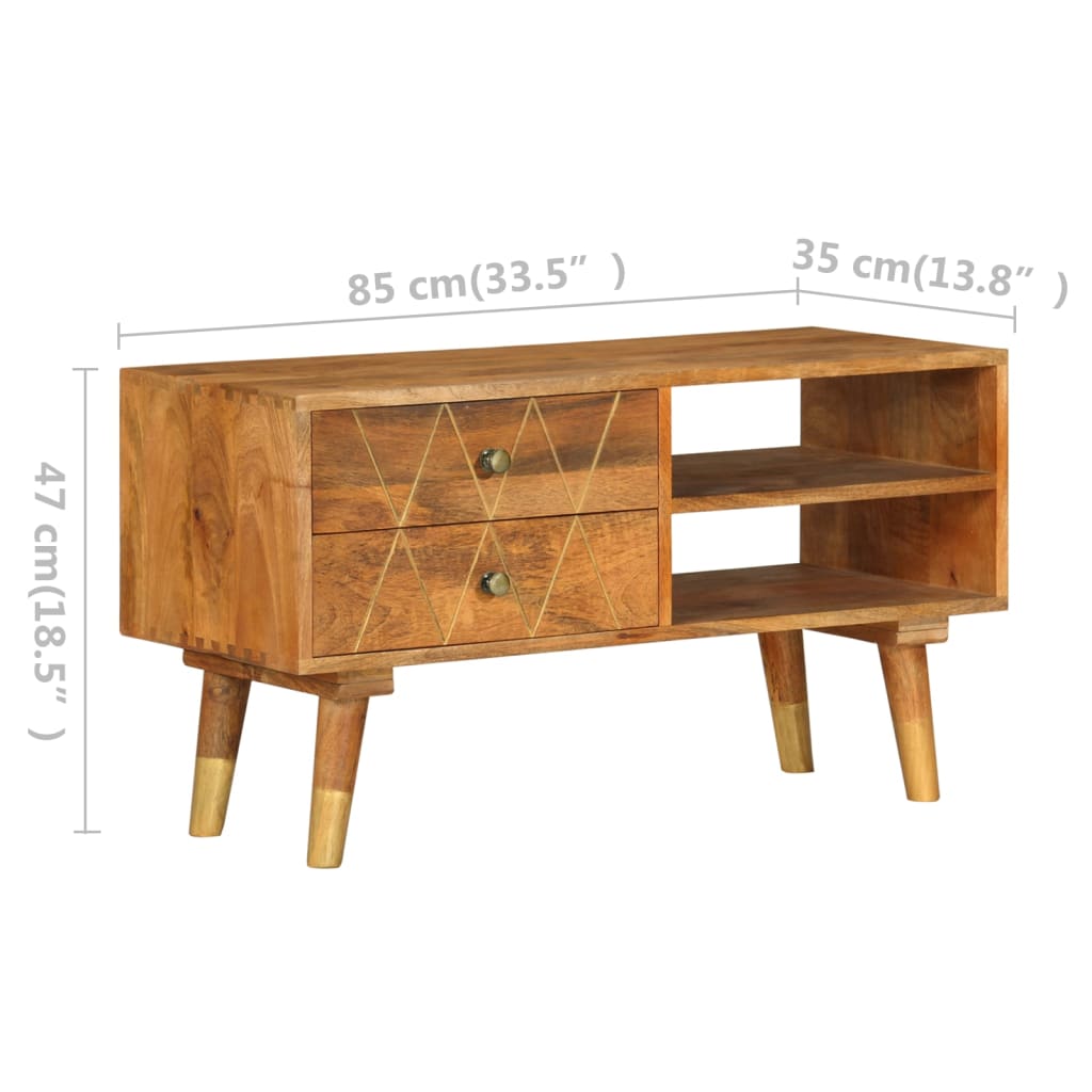 vidaXL TV Stand 33.5"x13.8"x18.5" Solid Wood Mango