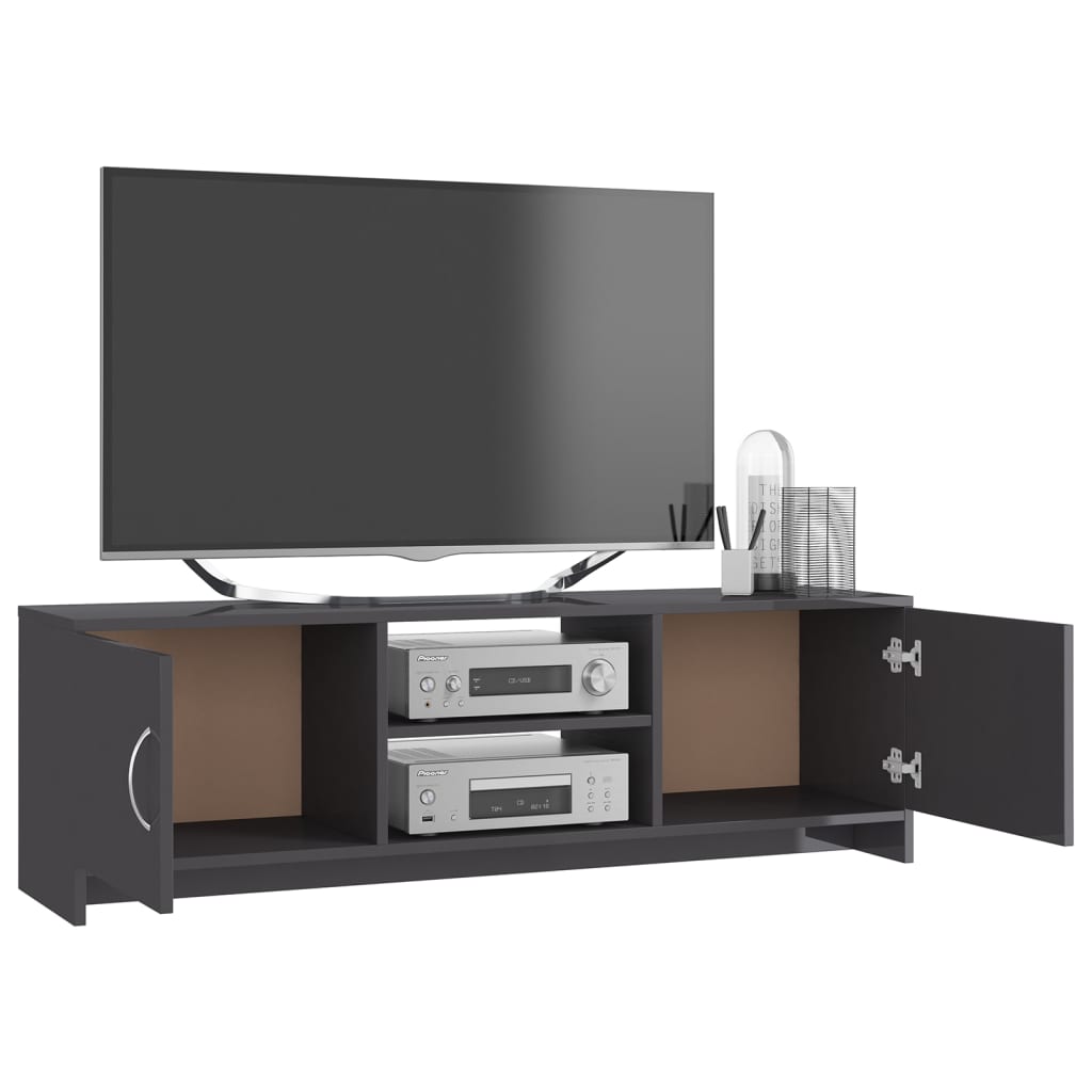 vidaXL TV Cabinet High Gloss Black 47.2"x11.8"x14.8" Chipboard