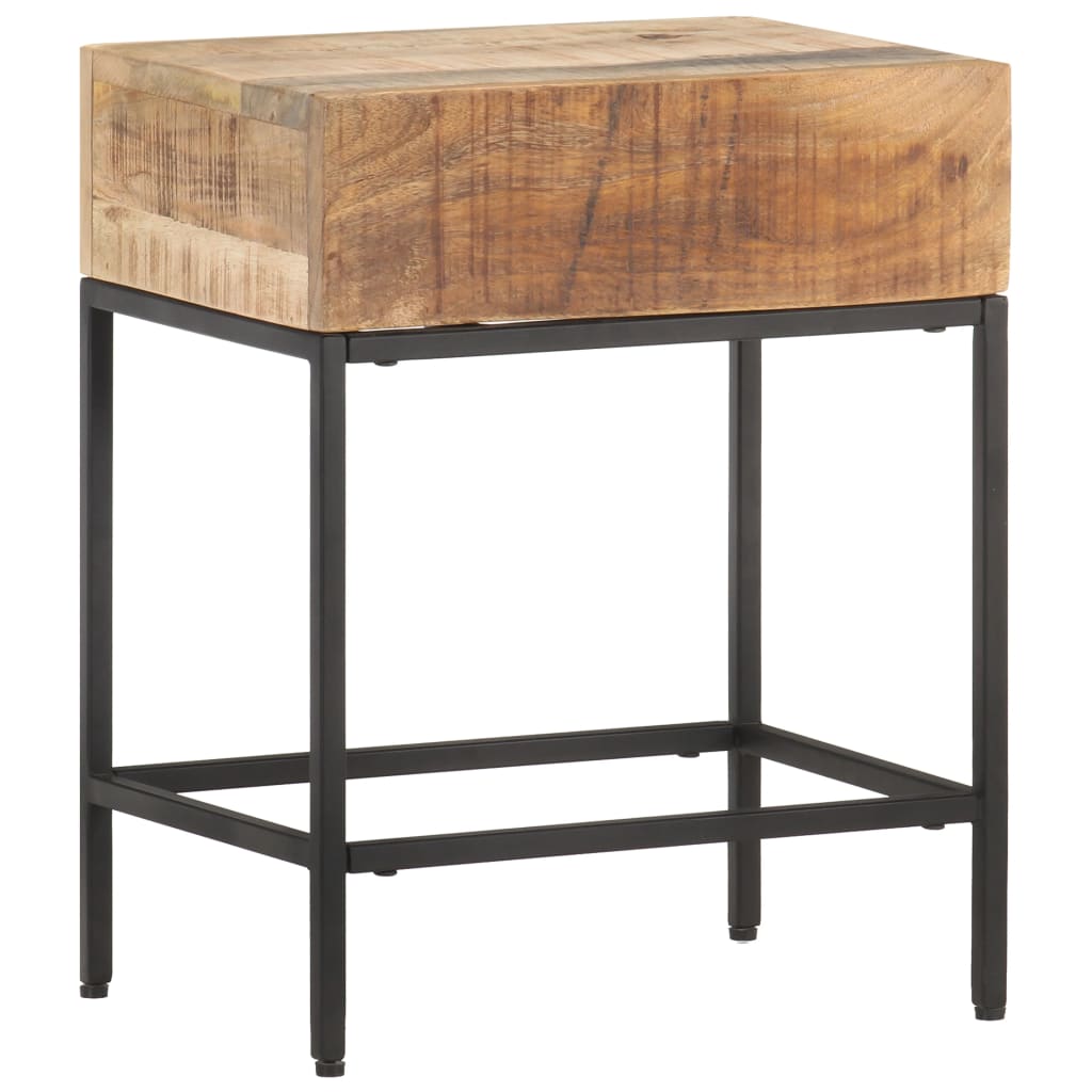 vidaXL Side Table 15.7"x11.8"x19.7" Solid Rough Mango Wood