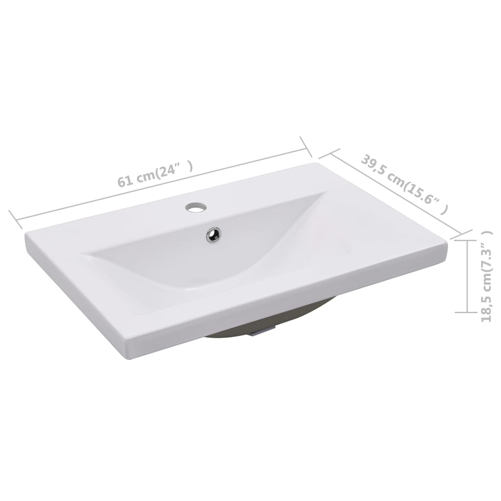 vidaXL Built-in Basin 24"x15.6"x7.3" Ceramic White