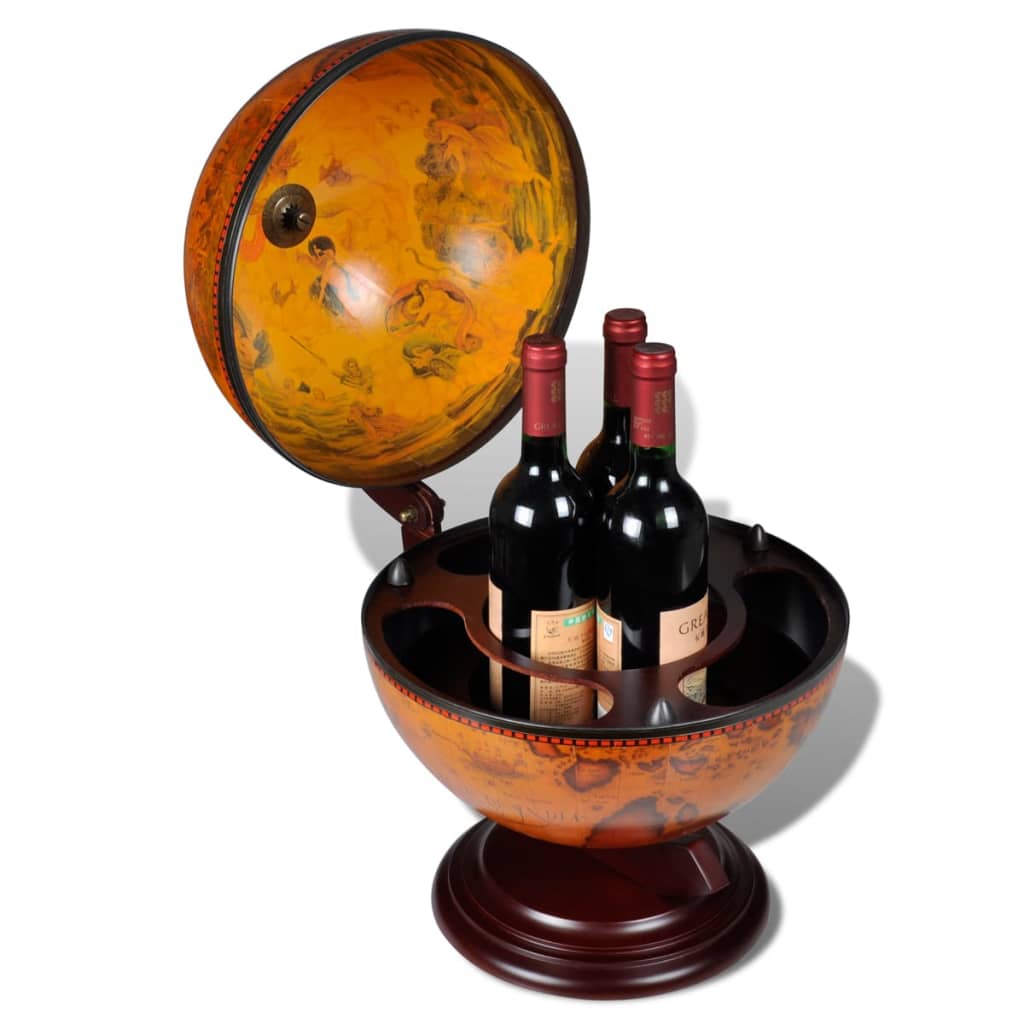 vidaXL Tabletop Globe Bar Wine Stand Eucalyptus Wood