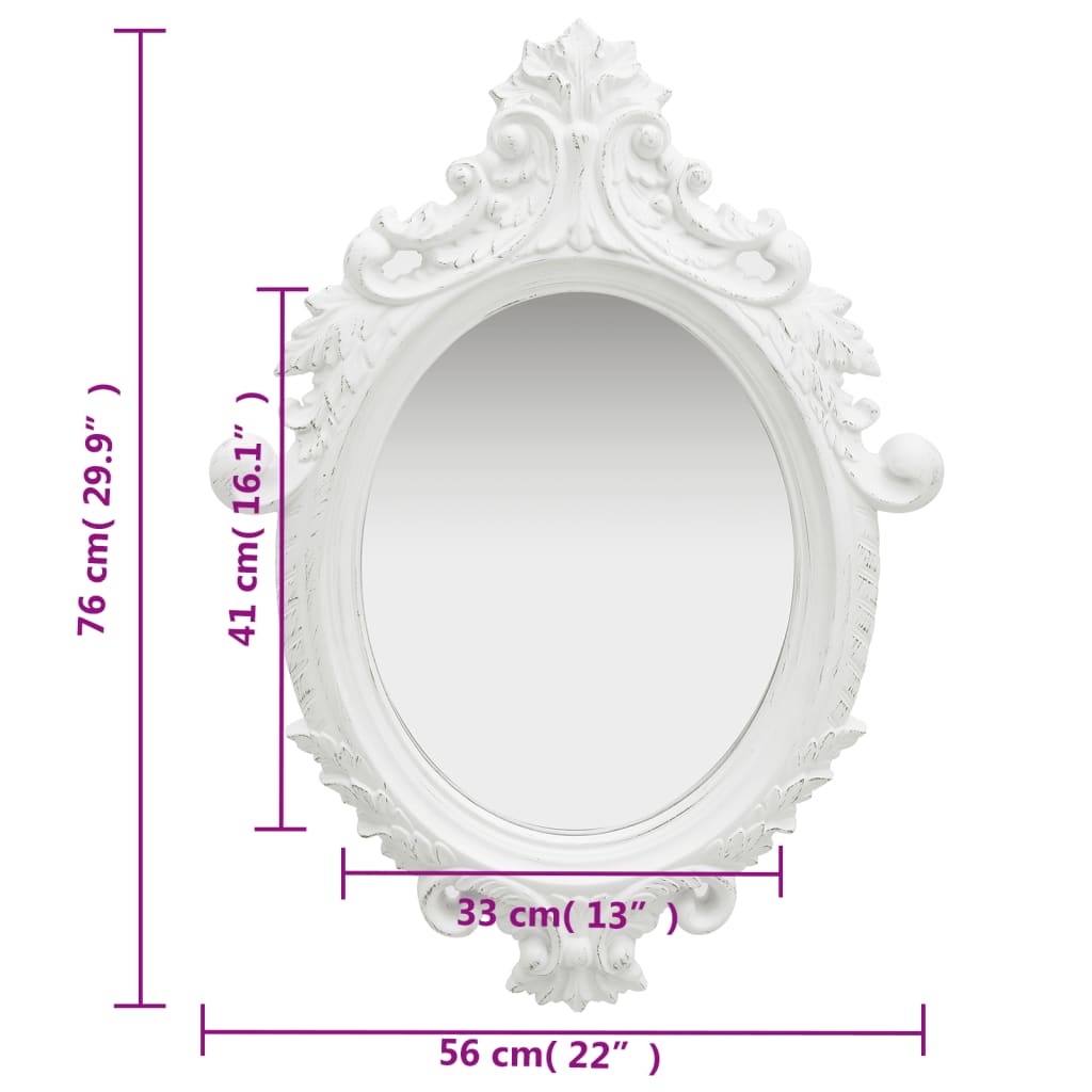 vidaXL Wall Mirror Castle Style 22"x29.9" White