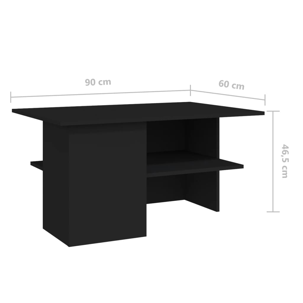 vidaXL Coffee Table Black 35.4"x23.6"x18.3" Engineered Wood