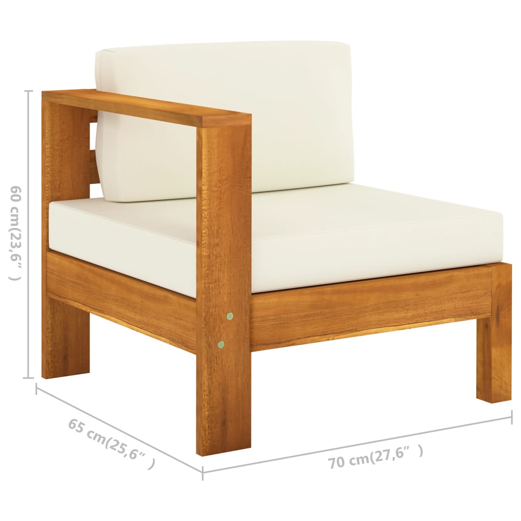 vidaXL 9 Piece Patio Lounge Set with Cream White Cushions Acacia Wood