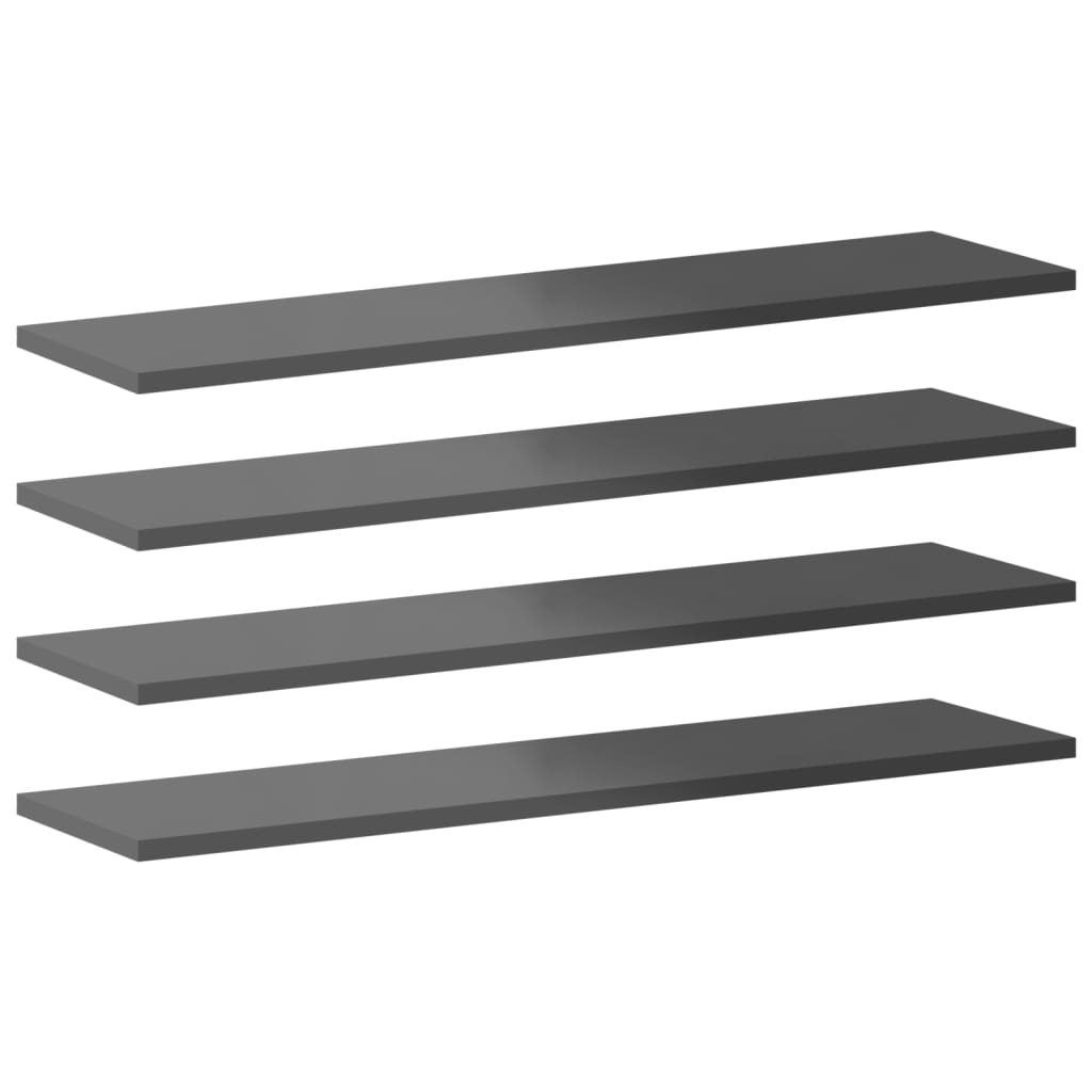vidaXL Bookshelf Boards 8 pcs High Gloss Gray 31.5"x7.9"x0.6" Engineered Wood