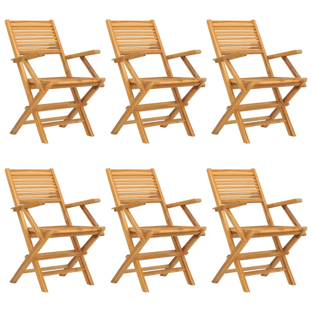 vidaXL Folding Patio Chairs 6 pcs 21.7"x24.4"x35.4" Solid Wood Teak