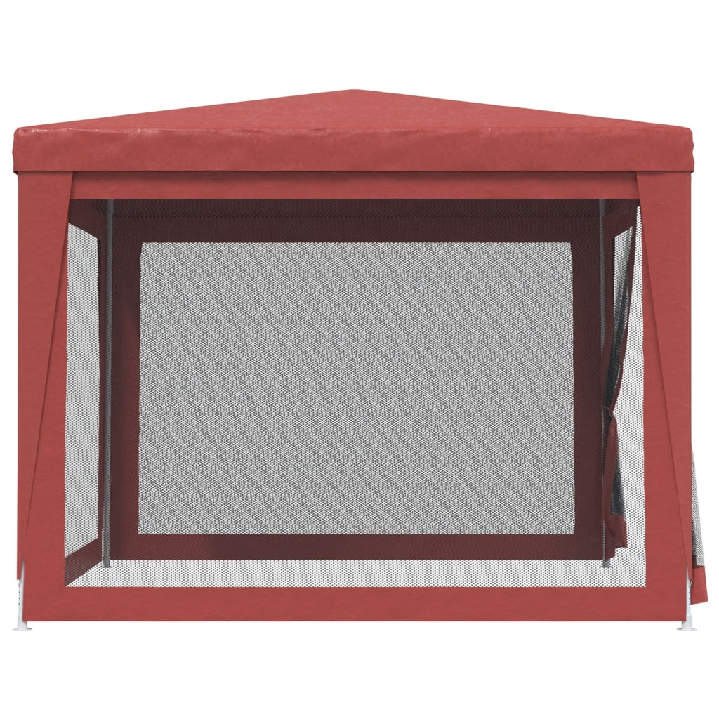 vidaXL Party Tent with 4 Mesh Sidewalls Red 9.8'x9.8' HDPE