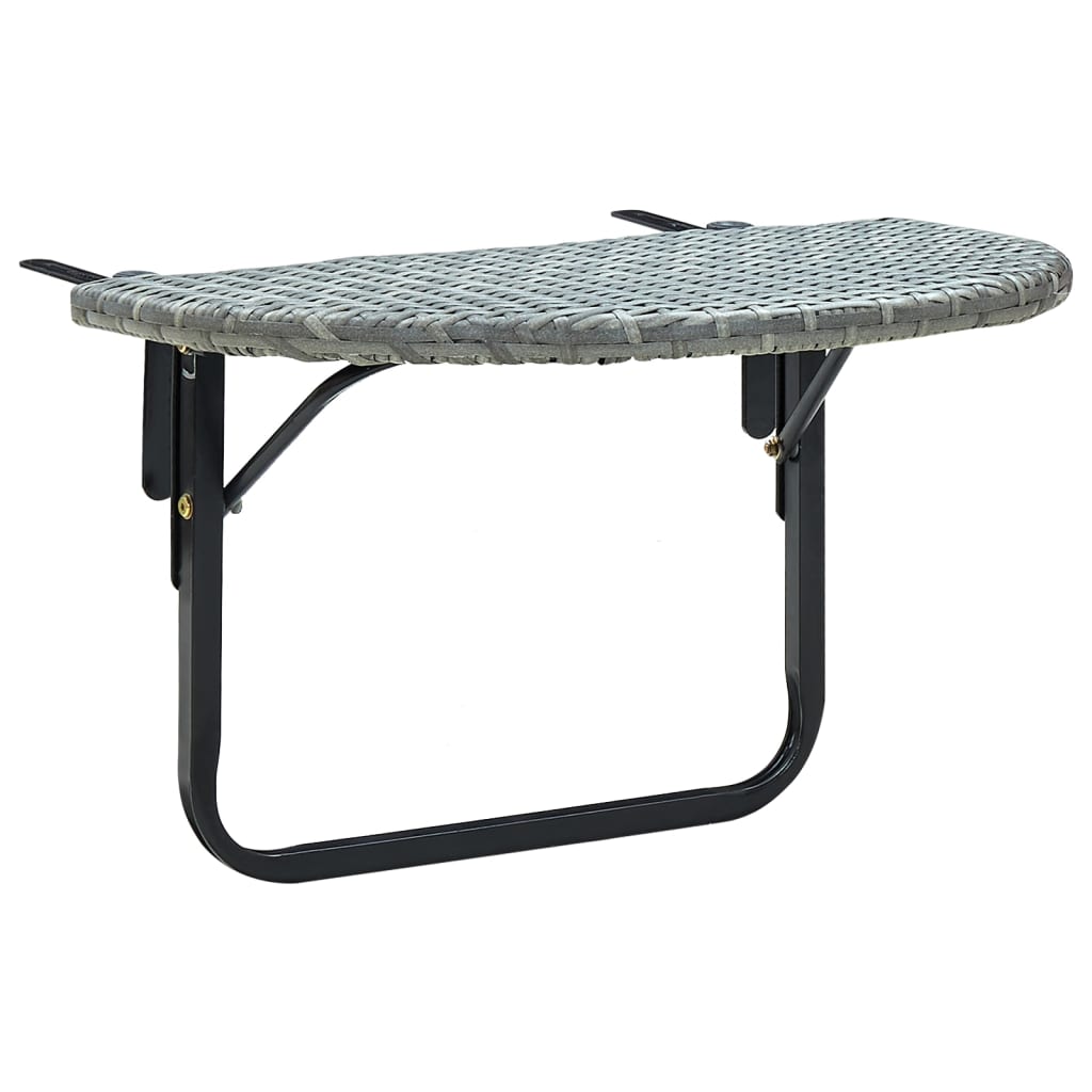 vidaXL Patio Table Gray 23.6"x23.6"x15.7" Poly Rattan