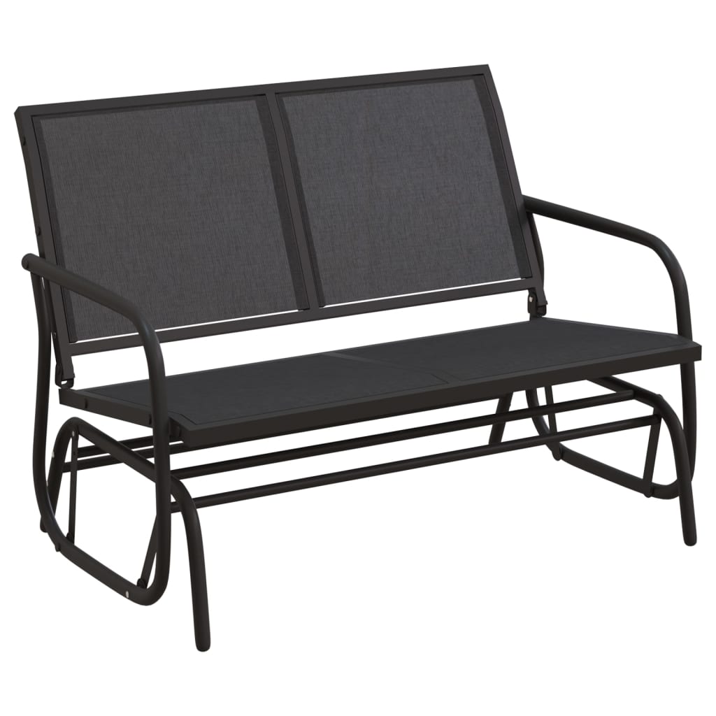 vidaXL Garden Glider Bench Black 47.4"x29.9"x34.1" Textilene&Steel