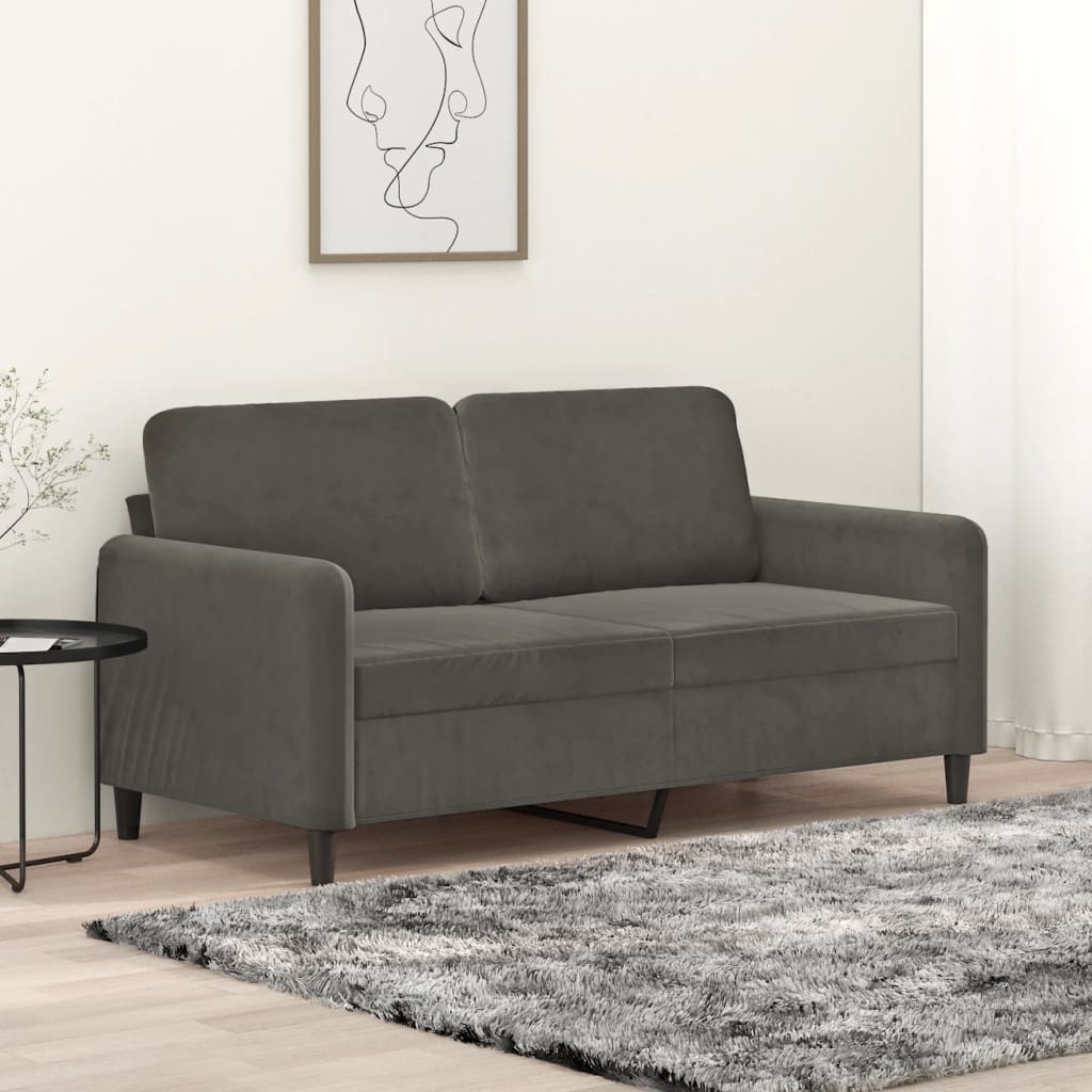 vidaXL 2-Seater Sofa Dark Gray 55.1" Velvet