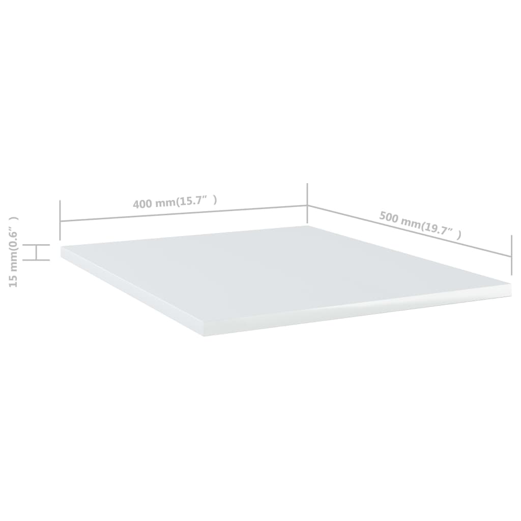 vidaXL Bookshelf Boards 4 pcs High Gloss White 15.7"x19.7"x0.6" Engineered Wood