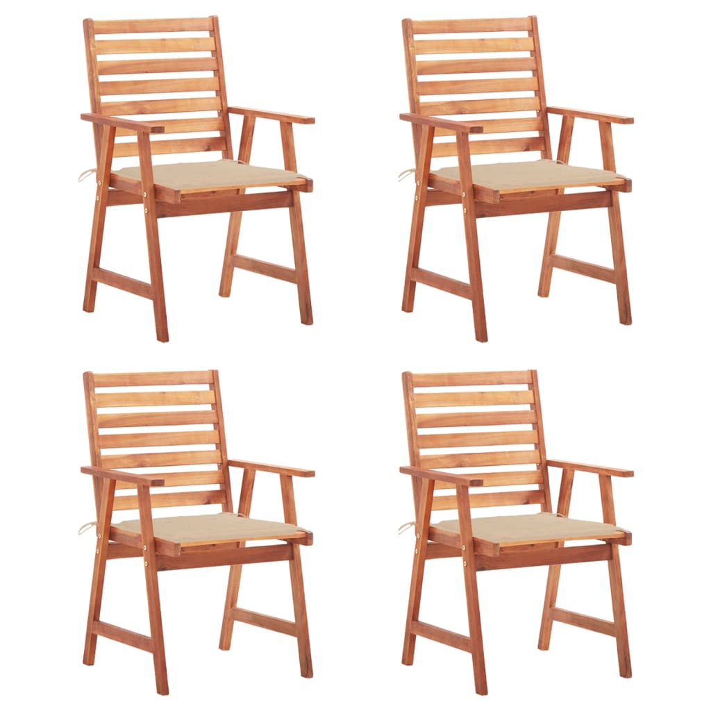vidaXL Patio Dining Chairs 4 pcs with Cushions Solid Acacia Wood