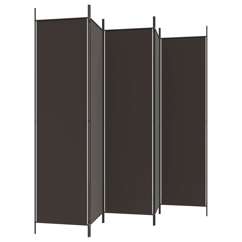 vidaXL 5-Panel Room Divider Brown 98.4"x78.7" Fabric