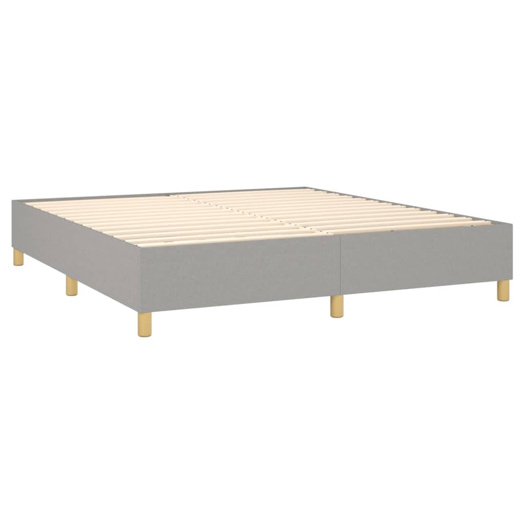 vidaXL Box Spring Bed with Mattress Light Gray Queen Fabric