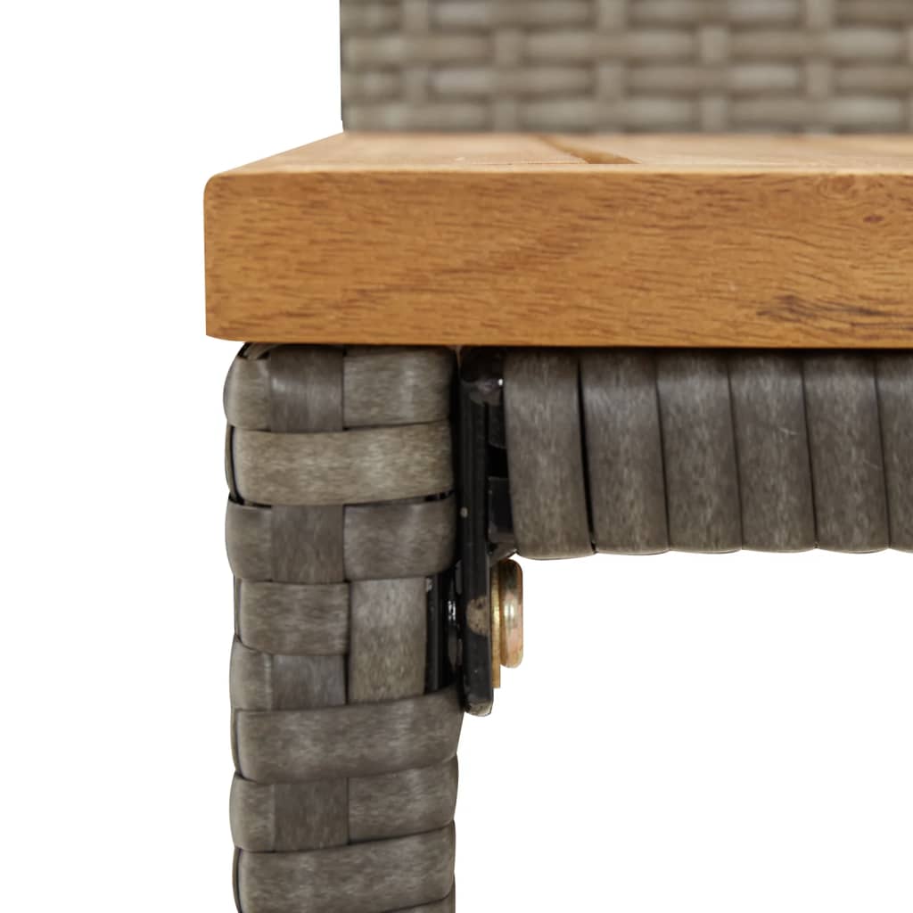 vidaXL 5 Piece Patio Bar Set Gray Poly Rattan& Solid Wood Acacia