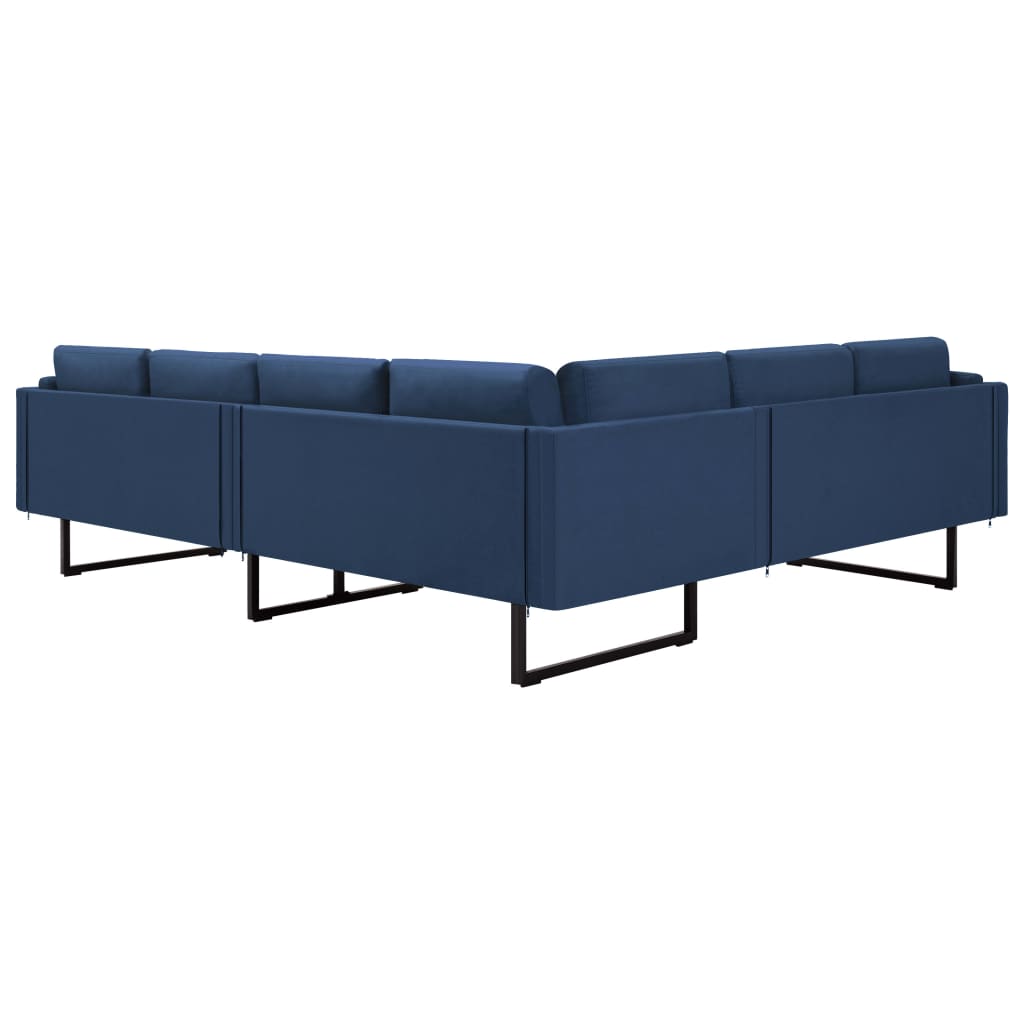 vidaXL Corner Sofa Blue Fabric