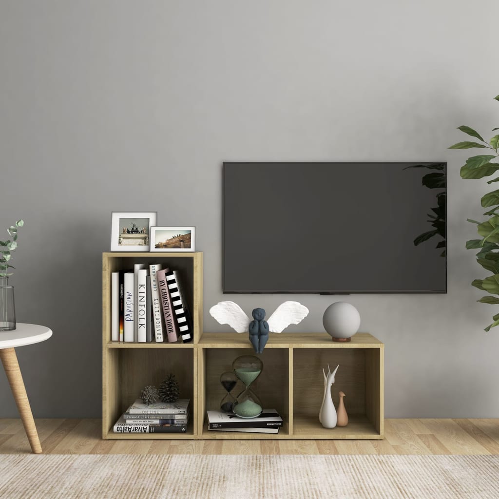 vidaXL TV Cabinets 2 pcs Sonoma Oak 28.3"x13.8"x14.4" Engineered Wood