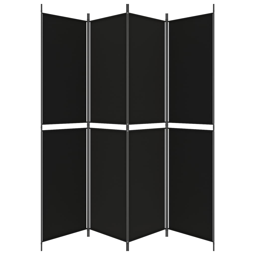 vidaXL 4-Panel Room Divider Black 78.7"x86.6" Fabric