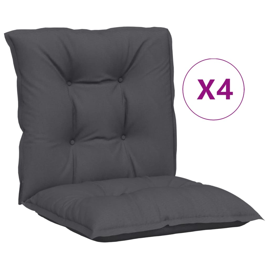vidaXL Garden Lowback Chair Cushions 4 pcs Anthracite 39.4"x19.7"x2.8" Fabric