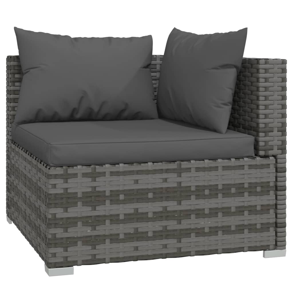 vidaXL Patio Furniture Set 5 Piece with Cushions Poly Rattan Gray