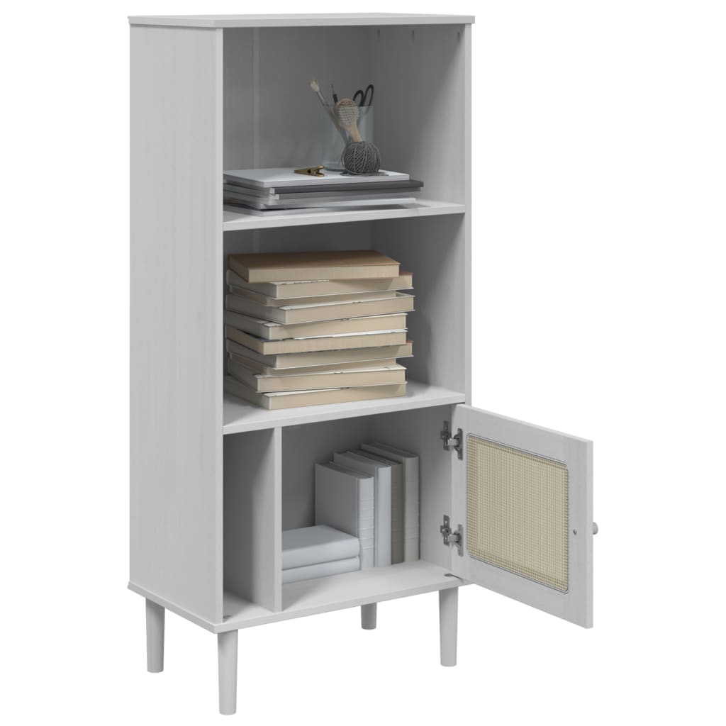 vidaXL Bookcase SENJA Rattan Look White 23.6"x13.8"x51.2" Solid Wood Pine