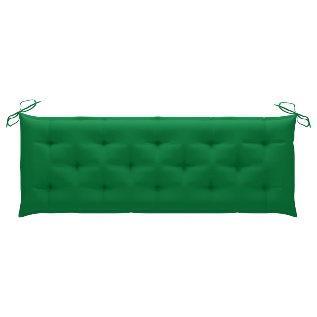 vidaXL Patio Bench with Green Cushion 59.1" Solid Teak Wood