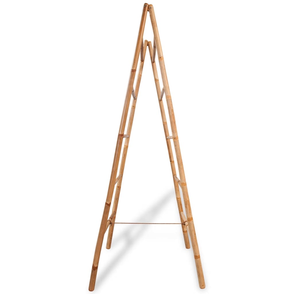 vidaXL Double Towel Ladder with 5 Rungs Bamboo 19.7"x63"