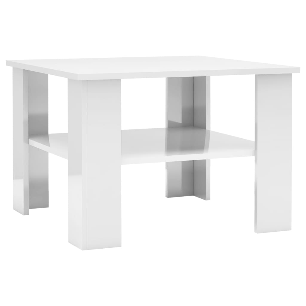 vidaXL Coffee Table High Gloss White 23.6"x23.6"x16.5" Engineered Wood