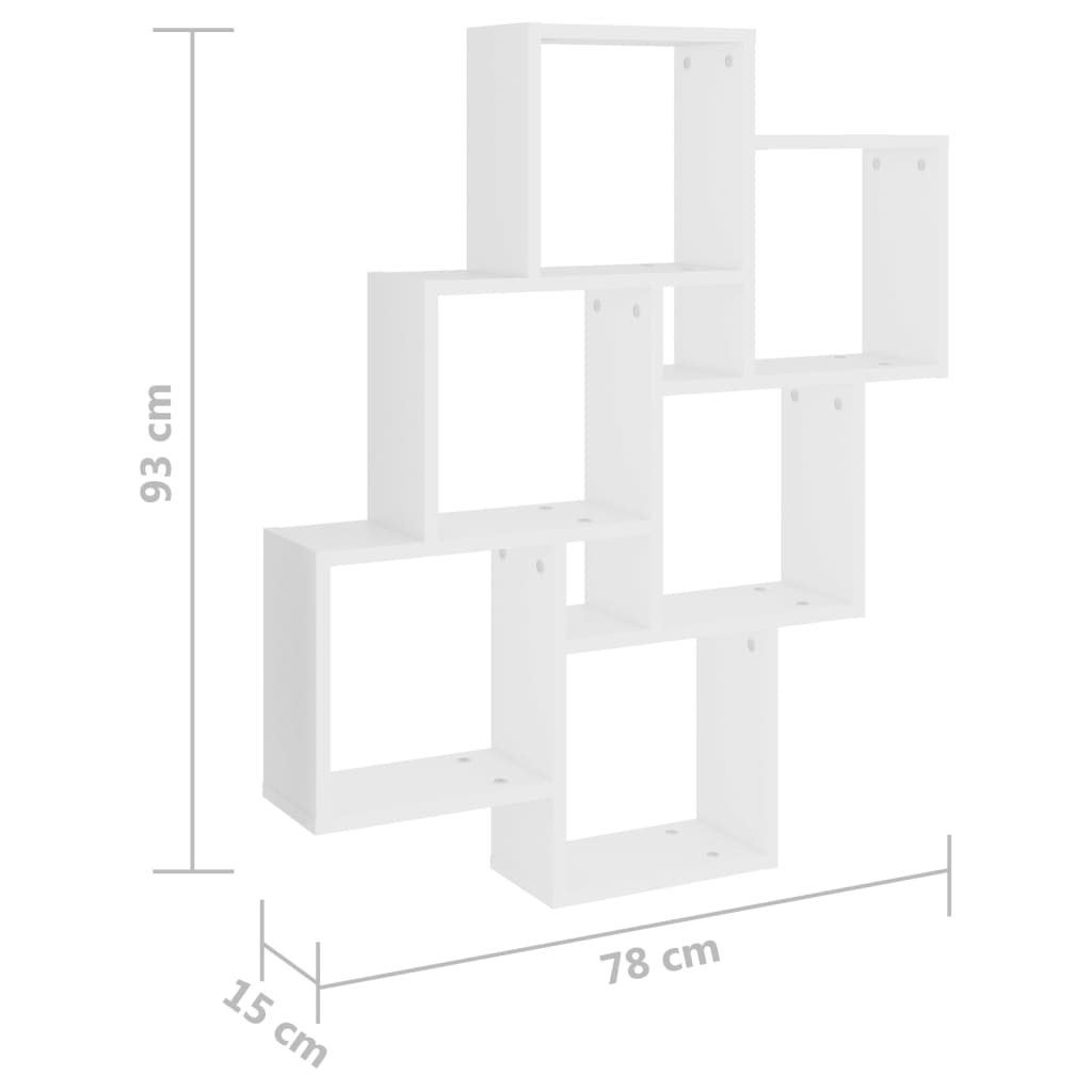 vidaXL Wall Cube Shelf White 30.7"x5.9"x36.6" Engineered Wood