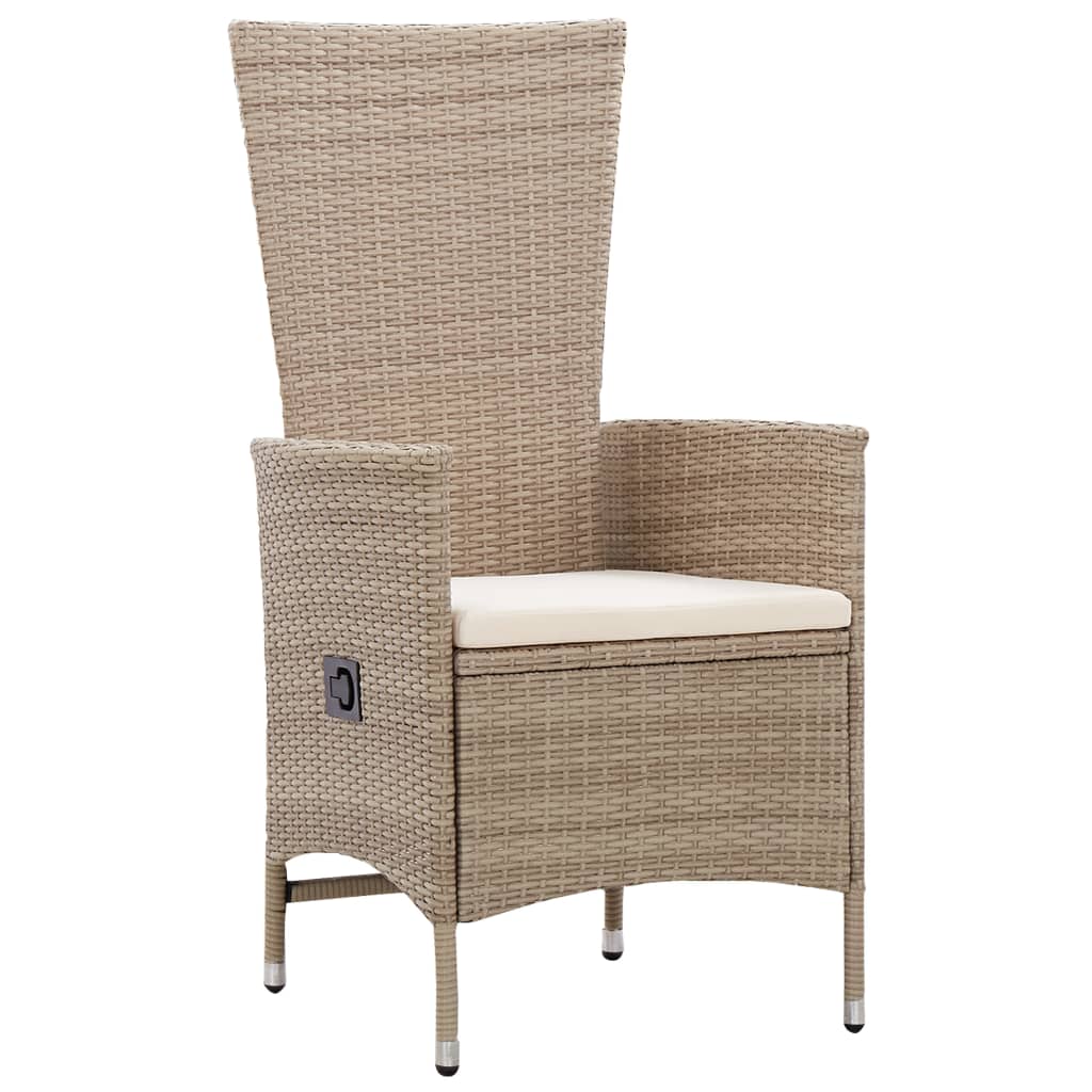vidaXL Patio Chairs 2 pcs with Cushions Poly Rattan Beige