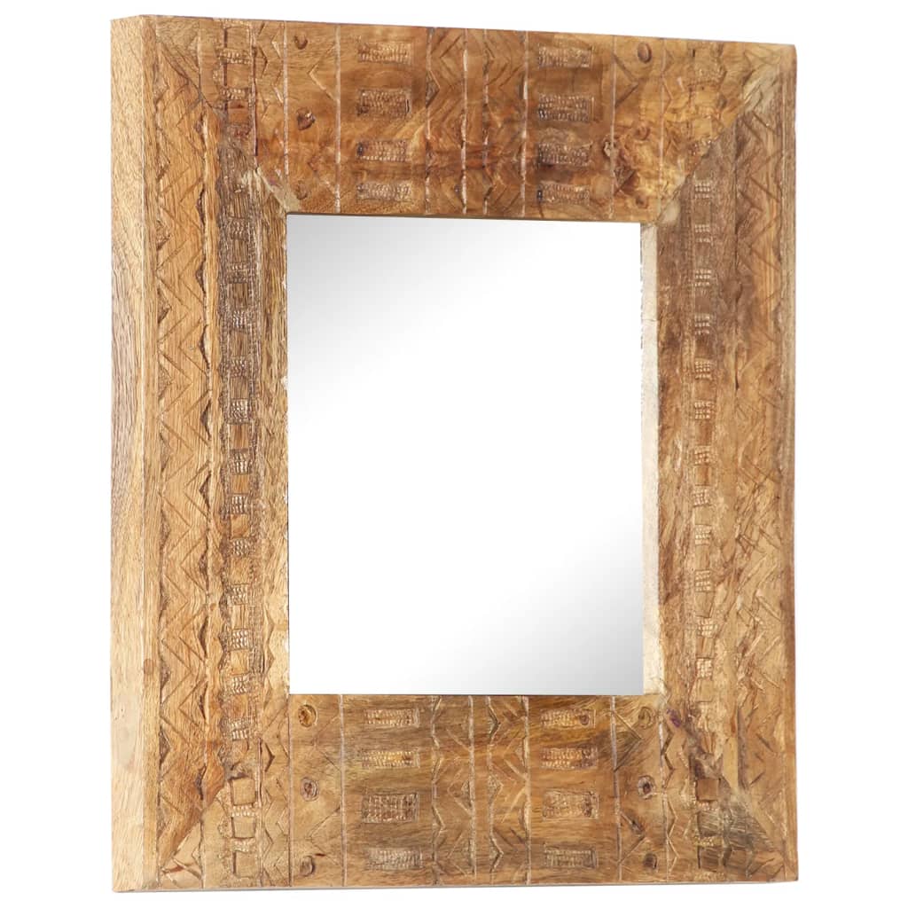 vidaXL Hand-Carved Mirror 19.7"x19.7"x4.3" Solid Mango Wood